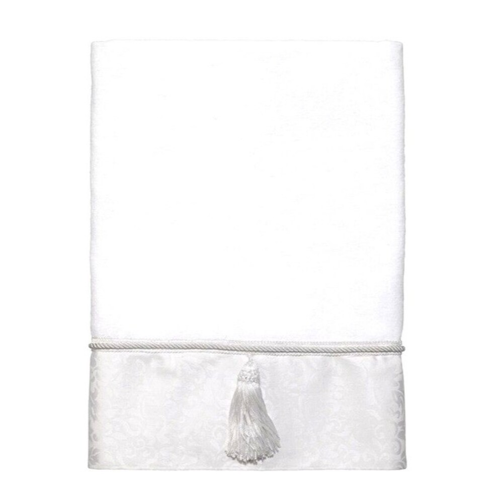 Avanti Bath Towels Manor Hill Set of 2 Bright White Tassel Braid Jacquard 27x50